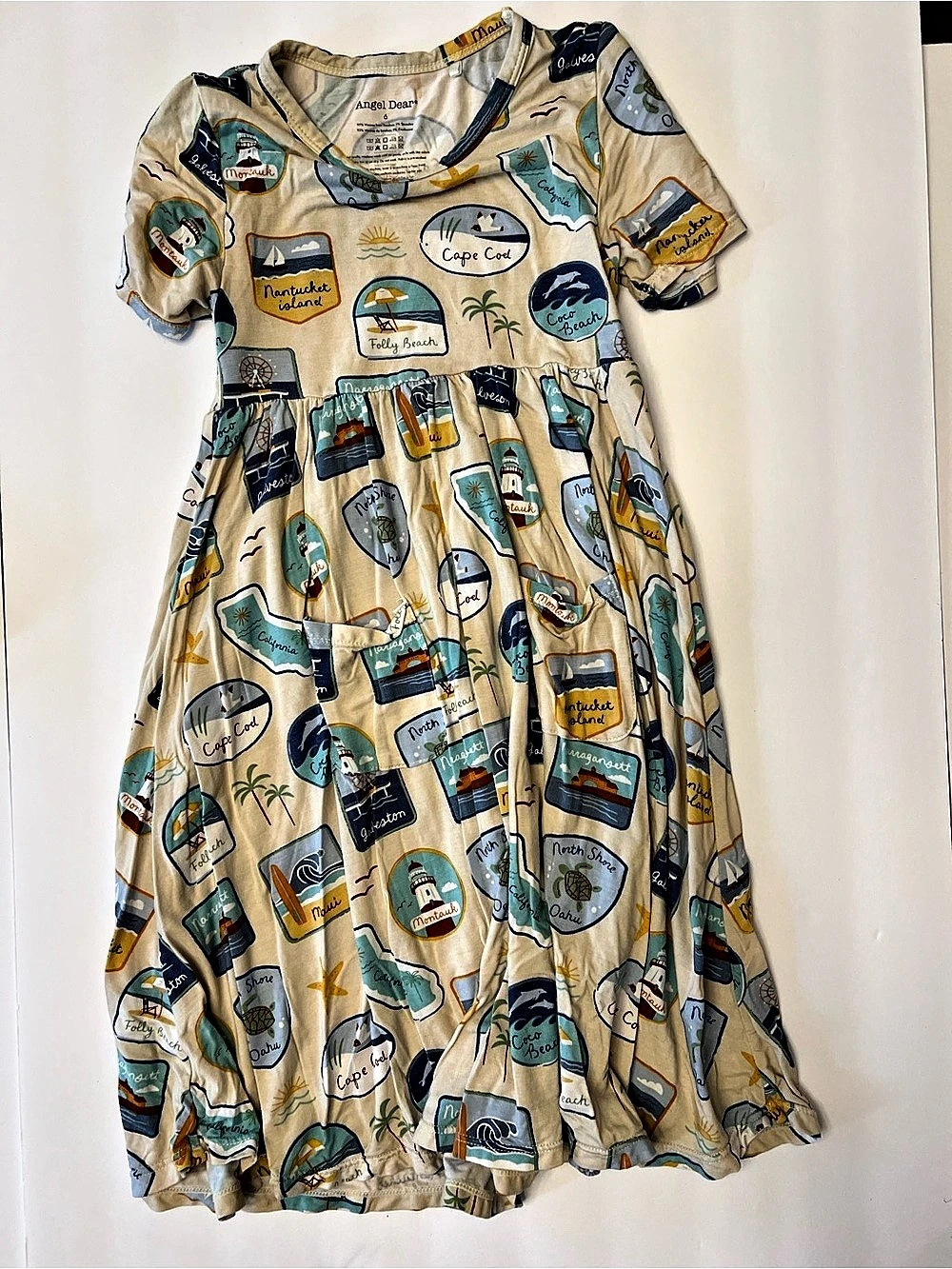 Angel Dear Beach Patches Twirly Dress Girls Size 6